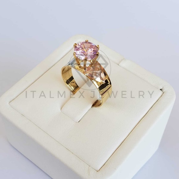 ItalMex Jewelry Jewelry - 18K GF Pink Solitaire CZ Ring|Anillo Oro Laminado